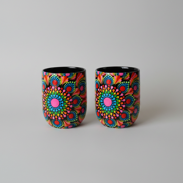 Handpainted Dot Mandala Ceramic Cup