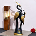 Swan Couple Statue — Black & Gold Home Décor Showpiece
