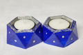Handpainted Geometric Concrete Tealight Candle Holder — Hexagonal
