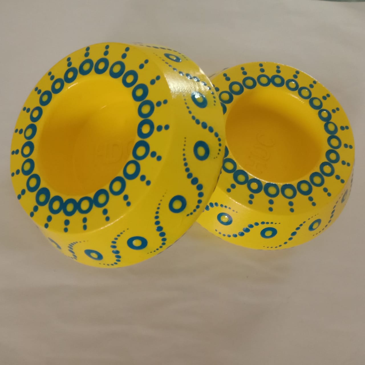Handpainted Concrete Tealight Candle Holder — Dot Mandala Design