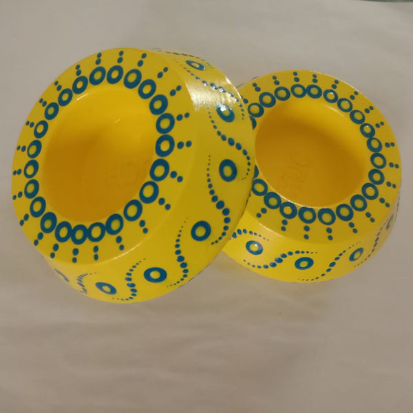 Handpainted Concrete Tealight Candle Holder — Dot Mandala Design